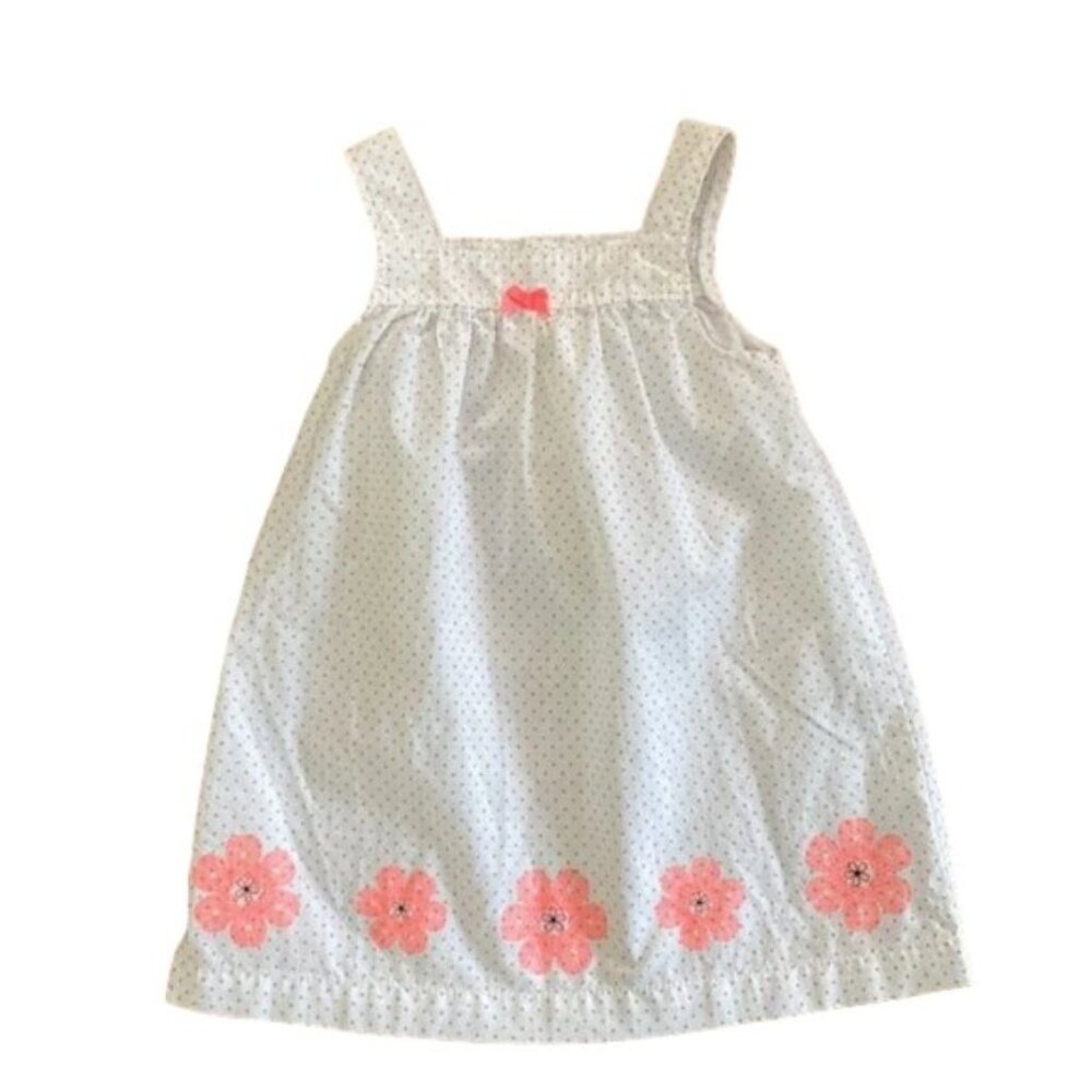 Child of Mine White Polka Dot Floral Lightweight Summer Dress 3-6 Months